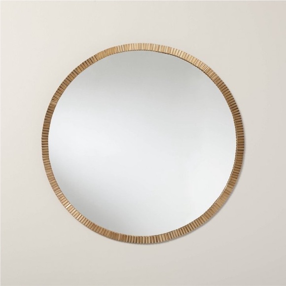 30" Pleated Brass Round Wall Mirror Antique Finish - Hearth & Hand™ Magnolia - Picture 1 of 5